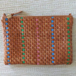 Clare V Flat Clutch with Tabs - woven leather NWoT